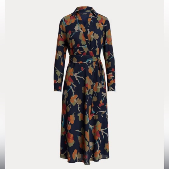 Lauren Ralph Lauren Floral Surplice Georgette Midi
Dress.       #8 - Picture 2 of 8